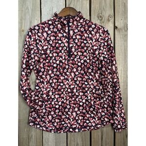 T by Talbots Floral‎ UPF 50+ Quarter Zip Pullover Top SP Women's Athleisure